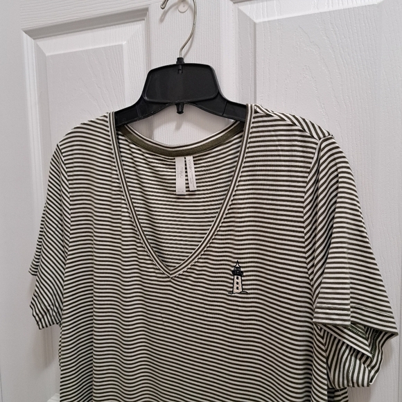 Miiyu | Simons PJ's Striped Sleep Dress V-neck Women's XL Embroidered Pyjama - Picture 12 of 14